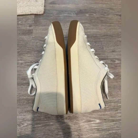 Rothy's The Lace Up sneakers in a cream/vanilla color with gum outsoles - Picture 11 of 12